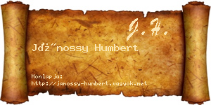 Jánossy Humbert névjegykártya